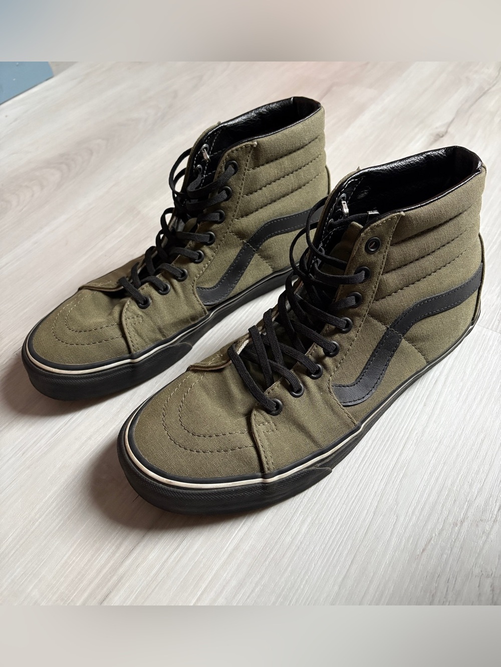 Custom Vans Olive Green Sk8-hi Canvas Sneakers